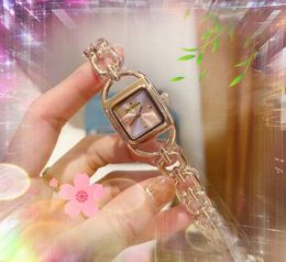 Small Square Women's famous designer quartz watch classic stainless steel hollow strap clock waterproof super bright chain bracelet wristwatch star mother's gifts