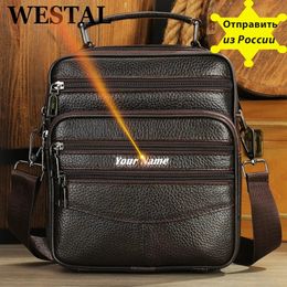 Evening Bags WESTAL Bag Men Leather Black Over The Shoulder Bags Designer Messenger Crossbody Bags for Men for Camera ipad Handbag Man 7457 231108