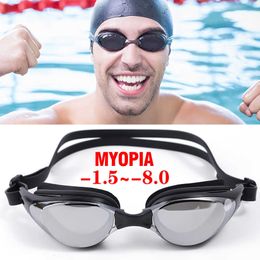 Goggles -1.0~-9.0 Myopia Swimming Goggles Waterproof Anti Fog Swim Goggle Glasses Eyewear Men Adjustable Silicone Swimming Glasses Women P230408