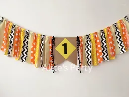 Party Decoration Orange Yellow Dots Highchair Banner Autumn Fall Pumpkin Theme Bunting Kids 1st Birthday Decorations Nursery Garland