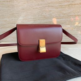 10A Tier Mirror Quality Luxurys Designer Bag Women Medium Purses 18.5cm Teen Polished Cowhide Leather Shoulder Crossbody Classic Burgundy Box Bag Free Shipping