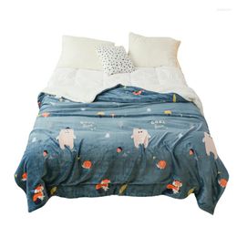 Blankets Cartoon Fleece And Throws Adult Thick Warm Winter Blanket Home Super Soft Duvet Luxury Blue Bear On Bedding
