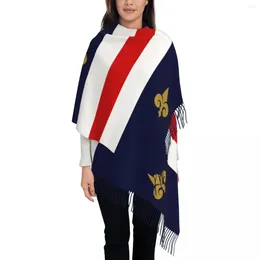 Scarves Fleur-de-lis France French Flag Scarf For Women Fall Winter Cashmere Shawl Wrap Fleur De Lis Lily Long Daily Wear