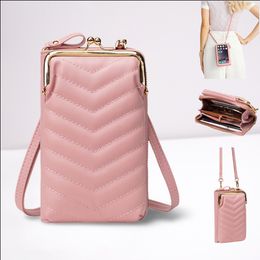 Touchable Small Crossbody Cellphone Bag for Women V Quilted Leather Shoulder Bag Purses Fashion Travel Designer Wallet