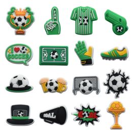 Catoon football wholesale 30pcs soccer star PVC shoe charms DIY garden shoe Accessory fit croc clog sandals Decorate kids gifts jibz