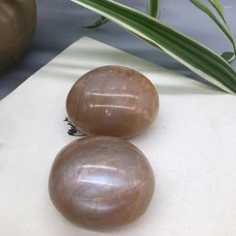 Decorative Figurines 130g Polished Natural Peach Yellow Moonstone Palm Healing Crystals Stones Moons For Decoration 2pcs
