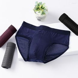 Underpants 1Pc Mesh Underwear Men Briefs Cuecas Sexy Man Panties For Male Brief Ice Silk Pouch Plus Size L XL XXL XXXL 4XL