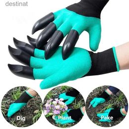 Five Fingers Gloves Garden Gloves with Single/Double Fingertips Claws Waterproof Gardening Working Gloves for Digging Planting Weeding SeedL231108