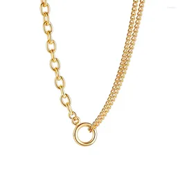 Chains Oval Cable Link With Double Cuban Chain Necklace Women Stainless Steel Fashion Mix Open Circle Pendant Statement Jewellery