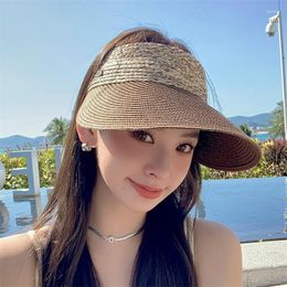 Berets 2023 Women Fashion Summer Straw Hat Women's Woven Outdoor Sports Empty Top Hats Sun Protection Casual Cap Sombrero Mujer