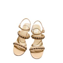 Brand Sandals Walking Show C Chain Sandals Genuine Leather High Heels Designer Shoes