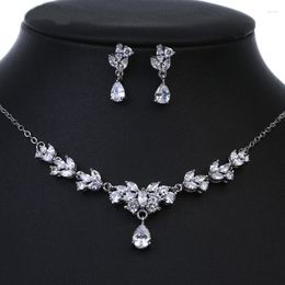 Necklace Earrings Set Luxury Engagement Women's Jewellery Fashion Cubic Zirconia