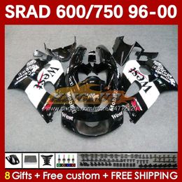 West black Body Kit For SUZUKI SRAD GSXR 750 600 CC GSXR600 GSXR750 1996-2000 168No.12 GSX-R750 GSXR-600 1996 1997 1998 1999 2000 600CC 750CC 96 97 98 99 00 MOTO Fairing