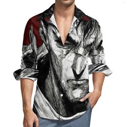 Men's Casual Shirts Guts Swordsman Berserk Shirt Anime Long Sleeve Custom Stylish Blouses Autumn Cool Oversize Clothing