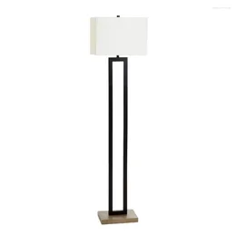 Floor Lamps 61"H Metal Windowpane Lamp Black Finish With Faux Wood Base Bulb Included