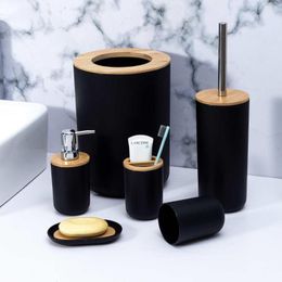 Bath Accessory Set Bathroom Accessories 6 Pieces Toothbrush Holder Soap Dispenser Toilet Brush Trash Can Decor Accessorie