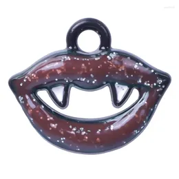 Charms 40pcs/Lot Fashion Cool Colourful Lips Fangs Drop Oil Pendant For Men & Women DIY Jewellery Making Handmade Accessories