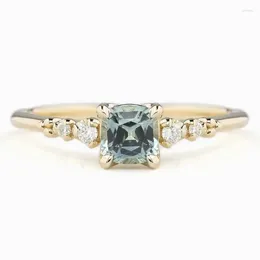 Wedding Rings Attractive Women Gold Colour Green White Stone Round Classic Design Party Accessories Gift