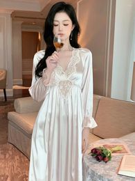 Women's Sleepwear Women French Nightwear Silk Lace Princess Pajamas Sweet Ruffles V-Neck Sexy Lingerie Nighty Dress Victorian Nightgowns