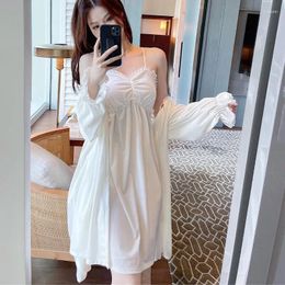 Women's Sleepwear Women Velvet Robe Bathrobe Gown Set Elegant Sexy Lace Wedding Dressing Winter Kimono Chemise Nightdress Loungewear