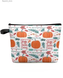 Cosmetic Bags Thanksgiving Pumpkin Arrows Leaves Cosmetic Bag Portable Makeup Pouch Women Waterproof Bathroom Multifunctional Washbag Q231108