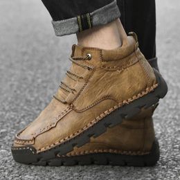 Boots Winter 2023 Trend Leather Men Classic Ankle Flats Moccasins Soft Comfortable Casual Male