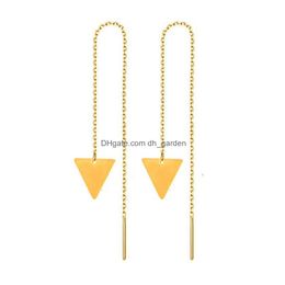 Dangle Chandelier 2021 Fashion Minimalist Long Earring Sier Color Simple Tassel Chain Statement Earrings Women Dhakf