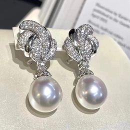 Ear Cuff MeiBaPJ Luxurious 10-11mm Natural Rice Pearls Fashion Drop Earrings 925 Silver Fine Wedding Jewelry for Women 231108