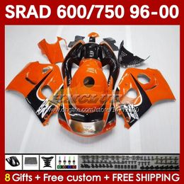 Body Kit For SUZUKI SRAD GSXR 750 600 CC GSXR600 GSXR750 1996-2000 168No.143 GSX-R750 GSXR-600 1996 1997 1998 1999 2000 600CC 750CC 96 97 98 99 00 MOTO Fairing orange stock