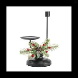 Christmas Decorations Candle Holder Centrepiece With 2 Holders Table Accent For Festival Home Decoration Black