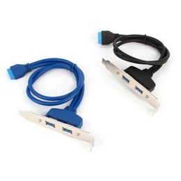 Freeshipping 2pcs/lot 50cm Dual Port USB 30 20-pin Header To 2 X USB A Female Motherboard PC Mainboard Adapter Cable PCI Bracket Panel Swne