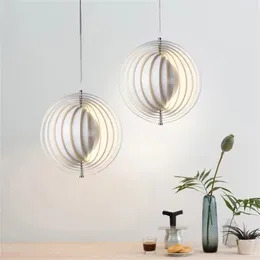 Pendant Lamps Simple Rotating Moon Moulding Chandelier Nordic Bedroom Dining Room Bar LED Living Background Wall Atmosphere Lamp