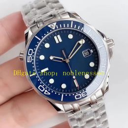 2 Color Watch for Mens 300M Blue Black Dial Ceramic Bezel 41mm Stainless Steel Bracelet OM Factory Cal.2500 Automatic Movement 007 Sport Mechanical Watches
