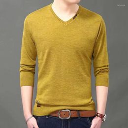 Men's Sweaters Knitted For Men Plain V Neck Man Clothes Solid Colour Smooth Pullovers Selling Products 2023 Baggy Elegant Old Mode