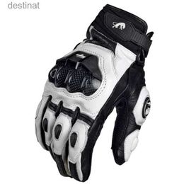 Five Fingers Gloves Motorcycle Gloves black Racing Genuine Leather Motorbike white Road Racing Team Glove men summer winterL231108