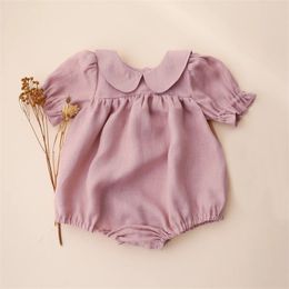 Rompers Baby clothing one piece of linen cotton born baby clothing girl baby jumpsuit 0-24M 230408