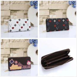 Luxury designer wallet top quality Leather wallet fashion women/men single long zipper purse lady long classic clutch purse old flower+lette