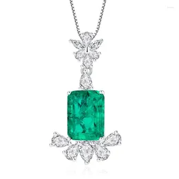 Chains S925 Silver Wood Green Jade Geometric Women's Pendant Necklace 12 16 Jewelry Wedding Ring