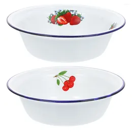 Bowls Bowl Enamel Enamelware Serving Salad Dish Basin Fruit Mixing Dessert Soup Candy Plate Tableware Dishes Pan Lard