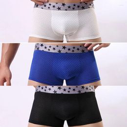 Underpants Youth Ice Silk Mesh Boxer Shorts For Men's U Convex Pouch Underwear Breathable Refreshing Panties Thin Bottom Underpant