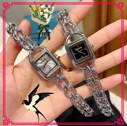 Premium Price Fashion Watch Women's Stainless Steel Holow Strap Bracelet Clock Quartz Movement Business Leisure Small Square Three Pins All the Crime Watches Gifts