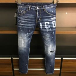 Men's Jeans Spring Summer Long Slim Pants High Quality Fashion Shorts Motorcycle Ripped DSQ Jeans f15236j