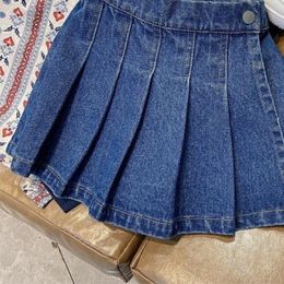 Skirts 2206 Baby Girls Casual Jeans Pleated Shorts Baby denim Scanties Trousers Summer Spring Baby Clothing 1-12Y 230408