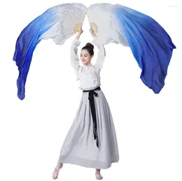 Stage Wear Belly Dance Accessories One Pair Left Hand And Right Silk Fan Folding Long Bamboo-Ribs Pure Real