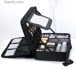 Cosmetic Bags Waterproof Make Up Bag Beautician Toiletry Makeup Case Female Portable Travel Cosmetic Case For Brushes Cosmetic Bag With Mirror Q231108