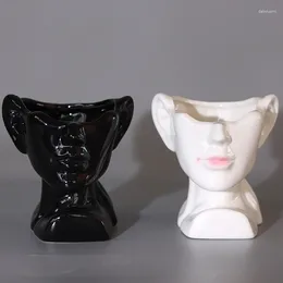 Vases Nordic Style Flower Vase Man Woman Body Half Face Pot Ceramic Art Crafts Bedroom Living Room Desktop Decoration