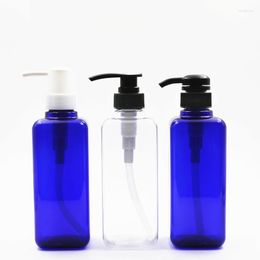 Storage Bottles 20pcs Blue Clear 500ml Skin Care Square 16 Oz Plastic Shampoo Shower Gel Cosmetic PET Pump