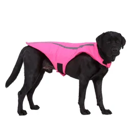 Dogs Clothes Waterproof VestDog Jacket with Leash, Pet Coat for Hiking Water Resistant Reflective Sweater for Small Medium Large,Pink