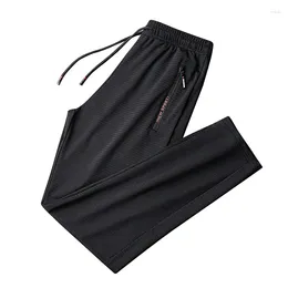 Men's Pants Ice Silk Summer Breathable Mesh Black Sweatpants Men Joggers Sportswear Baggy Trousers Male Casual Track Plus Size 9XL