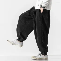 Men's Pants 2023 Oversized Casual Autumn Men Wide-Leg Trousers Harajuku Corduroy Streetwear Straight Male Elastic Waist Loose